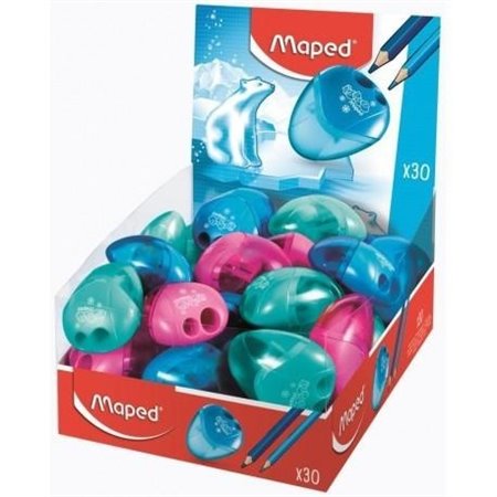 Apontador de lápis Maped I-Gloo com 2 furos e reservatório de grande capacidade - Formato ergonômico - Cores sortidas