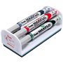 Conjunto de 4 Marcadores para Quadro Branco Pentel Maxiflo + Apagador Magnético - Ponta Redonda - Espessura da Linha de 2mm - Fl