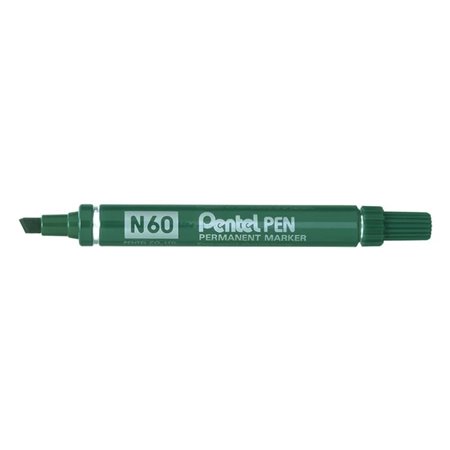 Caneta Marcadora Permanente Pentel N60 - Ponta Chanfrada Durável e Robusta - Resistente à Água e à Luz - Verde