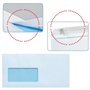Pacote com 500 envelopes de papel offset estilo americano, 90 g/m², com janela à esquerda - 115 x 225 mm - Autoadesivos com fita