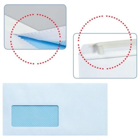 Pacote com 500 envelopes de papel offset americano de 90 g/m² com janela à esquerda - 115 x 225 mm - Ideal para impressoras a la