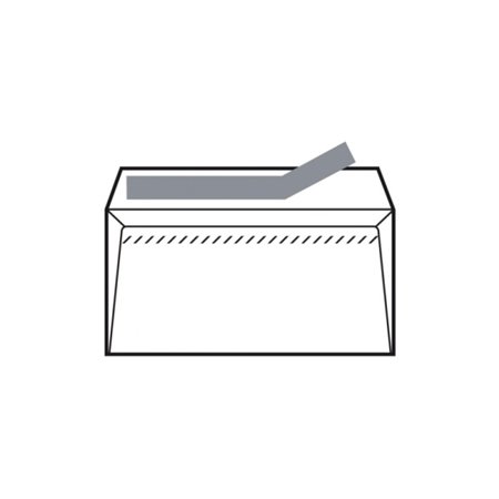 Pacote com 500 envelopes de papel offset 90gsm - Medidas: 120x76mm - Autoadesivos com fita de silicone - Branco