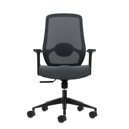 Cadeira de escritório ergonômica Oqonos Cherg 002 com suporte lombar ajustável em altura e profundidade, encosto em tela respirá