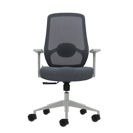 Cadeira de escritório ergonômica Oqonos Cherg 003 com suporte lombar ajustável em altura e profundidade, encosto em tela respirá