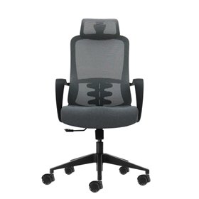 Cadeira de escritório ergonômica Oqonos Cherg 005 com apoio de cabeça cervical ajustável, encosto em tela respirável, pistão a g