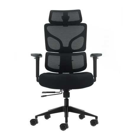 Cadeira de escritório ergonômica Oqonos Cherg 010 com apoio de cabeça cervical ajustável, encosto e assento em tela elástica, ap