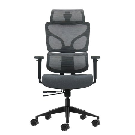 Cadeira de escritório ergonômica Oqonos Cherg 011 com apoio de cabeça cervical ajustável, encosto e assento em tela elástica, ap