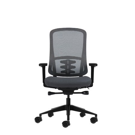 Cadeira de escritório ergonômica Oqonos Cherg 020 com mecanismo de autoequilíbrio, apoios de braço 4D, assento deslizante e rodí