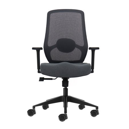 Cadeira de escritório ergonômica Oqonos Cherg 025 com suporte lombar ajustável em altura e profundidade, apoios de braço 4D, pis