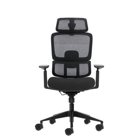 Cadeira de escritório ergonômica Oqonos Cherg 027 com apoio de cabeça cervical ajustável, encosto e assento em tela elástica, al