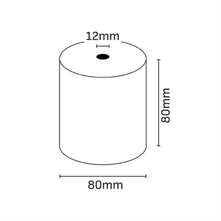 Rolo de papel térmico Oqonos 80x80x12mm, livre de BPA, certificado FSC, 74,2 metros, 55 gramas