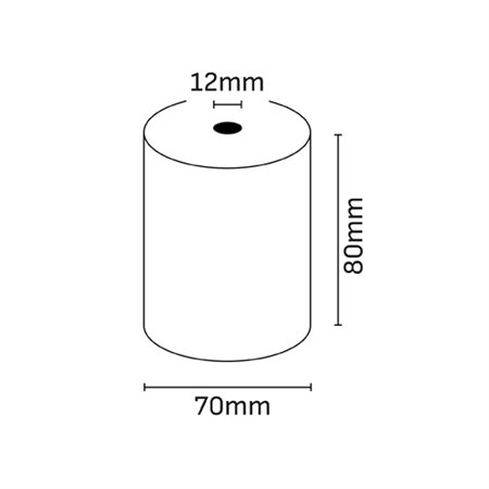 Rolo de papel térmico Oqonos 80x70x12mm, livre de BPA, certificado FSC