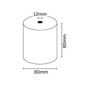 Rolo de papel térmico Oqonos 80x80x12mm, livre de BPA, certificado FSC.