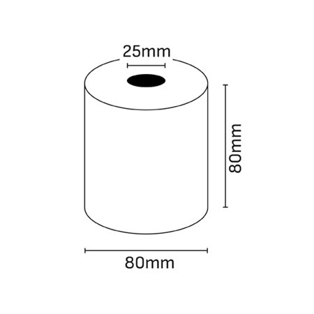 Rolo de papel térmico Oqonos 80x80x25mm, livre de BPA, certificado FSC.