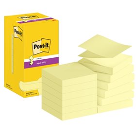Post-it Super Sticky - Pacote com 12 blocos de 90 notas adesivas reposicionáveis em zigue-zague, 76x76mm - Formato quadrado - Am