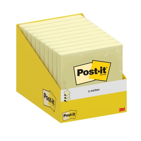 Pacote com 100 blocos de notas adesivas reposicionáveis Post-it Z - Formato quadrado - 76x76mm - Amarelo claro