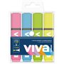Kit com 4 Marcadores Fluorescentes Molin Viva - Espessura da Linha entre 1 e 5 mm - Tinta à Base de Água - Cores Sortidas