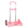 Carrinho de Mochila Safta Evolution - Fixação Universal - Rodas Antivibração de 14cm - Alumínio/PP - 40x85x28cm - Cor Rosa