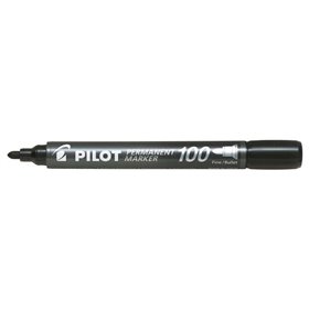 Marcador permanente Pilot 100 - Ponta redonda de 4,5 mm - Largura da linha de 1 mm - Preto