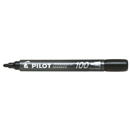 Marcador permanente Pilot 100 - Ponta redonda de 4,5 mm - Largura da linha de 1 mm - Preto