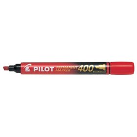 Marcador permanente Pilot 400 - Ponta chanfrada de 4,5 mm - Espessura da linha de 4 mm - Vermelho
