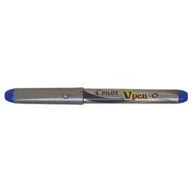 Caneta-tinteiro Pilot V-Pen prateada - Descartável - Tinta líquida - Ponta de aço - Espessura da linha de 0,5 mm - Azul