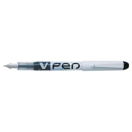 Caneta-tinteiro descartável Pilot V-Pen - Tinta líquida - Ponta de aço - Espessura da linha de 0,5 mm - Preta