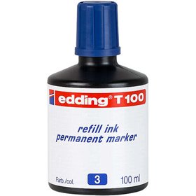 Frasco de recarga Edding T100 para marcador permanente - Capacidade de 100ml - Azul