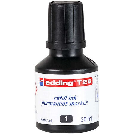 Frasco de recarga Edding T25 para marcador permanente - Capacidade de 30ml - Preto