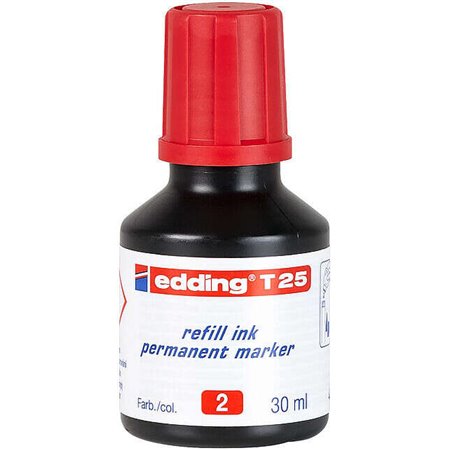 Frasco de recarga Edding T25 para marcador permanente - Capacidade de 30ml - Vermelho
