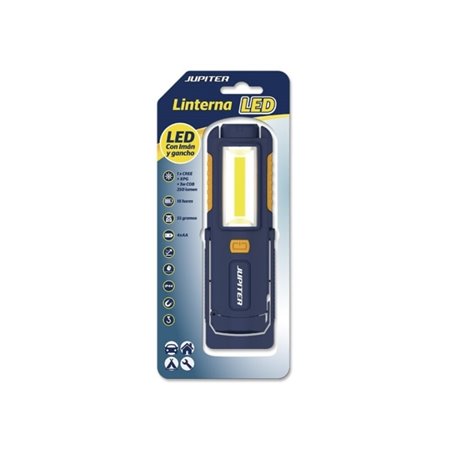 Lanterna de trabalho Jupiter LED+COB 250lm - Com ímã e gancho - Classificação IP44 - Funciona com 4 pilhas AA (não incluídas) - 