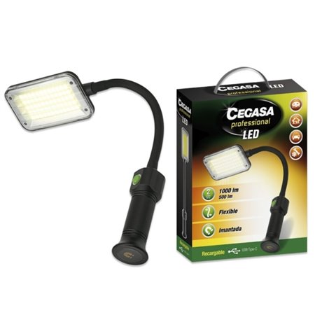Lanterna LED profissional flexível Cegasa com até 1000 lúmens - Até 4 horas de duração da bateria - Bateria recarregável USB-C d