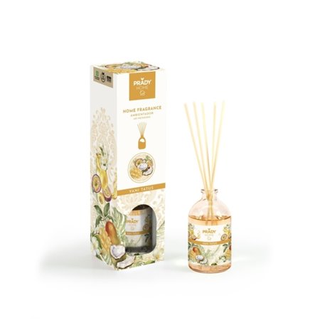 Aromatizador de ambiente Prady Yani Tatus Mikado - Frasco de vidro de 100ml e varetas difusoras