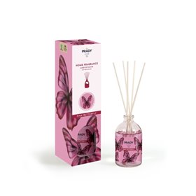 Aromatizador de Ambientes Prady Pink Butterfly Mikado - Frasco de Vidro de 100ml e Varetas Difusoras