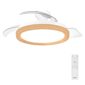 Ventilador de teto Philips Bliss DC com luz LED (até 6500K) - Pás retráteis - Ventilador de 35W + Luz de 28W - Controle remoto -