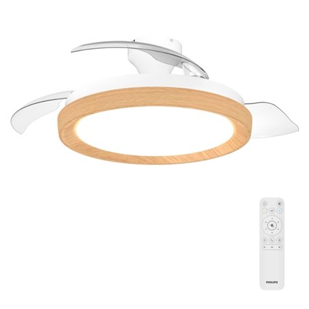 Ventilador de teto Philips Bliss DC com luz LED (até 6500K) - Pás retráteis - Ventilador de 35W + Luz de 28W - Controle remoto -