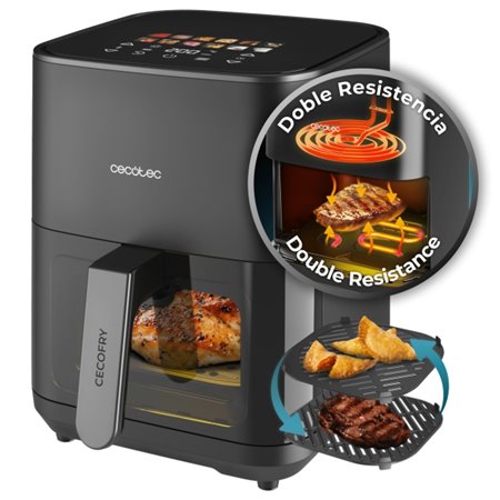 Fritadeira Elétrica Cecotec Cecofry e Grill Duoheat 4000 3 em 1 - Potência de 1900W - Resultados Uniformes - Grill - Pizzas Croc