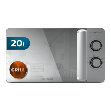 Micro-ondas Cecotec Proclean 3160 com base plana e espelho, sem prato giratório - Potência de 700 W - Capacidade de 20 L - Grill