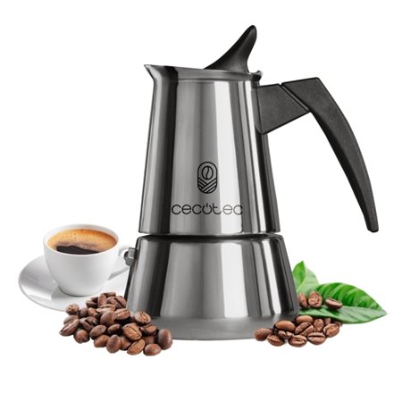 Cafeteira italiana Cecotec Piccolina 200 para 2 xícaras - Aço inoxidável - Compatível com fogões de indução e a gás - Fácil limp