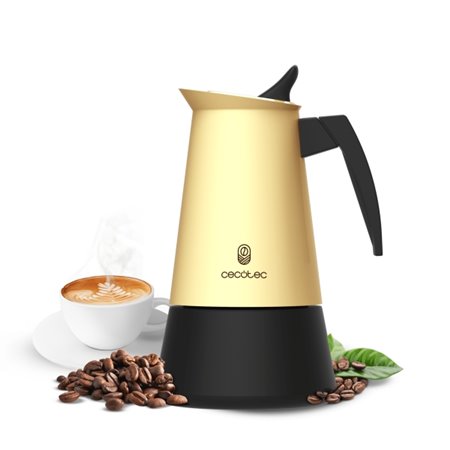 Cafeteira italiana Cecotec Piccolina 400 para 4 xícaras - Aço inoxidável - Adequada para fogões elétricos, vitrocerâmicos e a gá