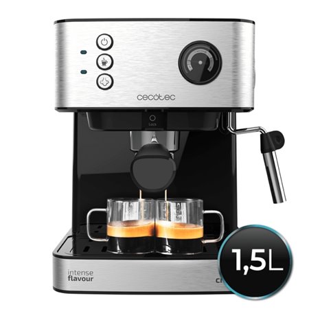 Máquina de café expresso profissional Cecotec Power Espresso 20 com bico de vapor - Capacidade de 1,5L - Pressão de 20 bar - Res