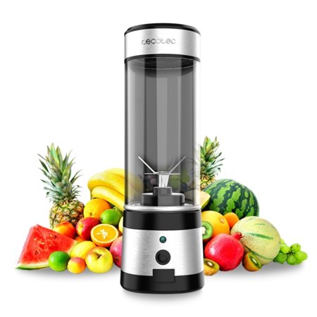 Liquidificador portátil USB Cecotec WanderlustMix - 126 W de potência - Lâminas revestidas de titânio - Preto e prata