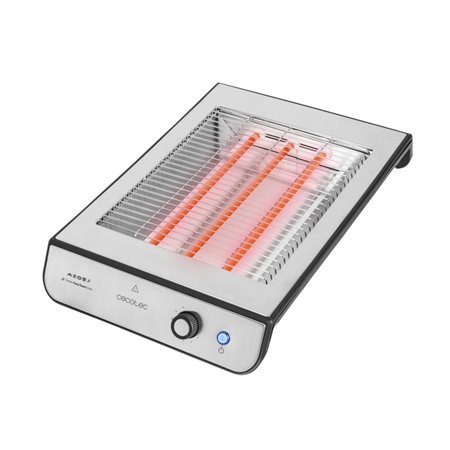 Torradeira horizontal Cecotec Turbo Easy Toast Inox - 900 W - 3 elementos de aquecimento de quartzo - 6 níveis de tostagem - Com