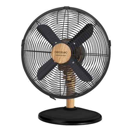Ventilador de mesa Cecotec EnergySilence 600 WoodDesk com 4 pás - 40W - 30cm de diâmetro - 3 velocidades - Oscilante - Acabament