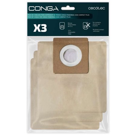 Cecotec - Pacote com 3 Sacos de Reposição para Conga Powerbag 2500 - Alta Capacidade de Filtragem - Fácil Instalação - Material 
