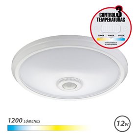 Luminária de parede de sobrepor LED Elbat 12W - 1200 lúmens - Seletor de 3 temperaturas de cor - Sensor de luz ambiente - Tempor