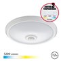 Luminária de parede de sobrepor LED Elbat 12W - 1200 lúmens - Seletor de 3 temperaturas de cor - Sensor de luz ambiente - Tempor