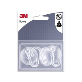 Conjunto de 3 ganchos com ventosa 3M - Suporta até 1 kg - Transparentes