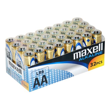 Pacote com 32 pilhas alcalinas Maxell LR06 AA 1,5V