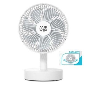 Ventilador de mesa oscilante portátil Muvip 12W 19cm de diâmetro - 4 velocidades - Oscilação até 70º - Ângulo ajustável até 90º 